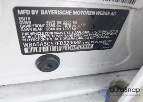 2015 BMW 528I из США, поврежденный, VIN WBA5AC57FD523988